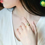 Natural Hetian white jade flower Chinese style retro small and exquisite adjustable ring TIANTIAN LIFE Market Place