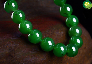 Natural HeTian Jade Round Beads Unisex Bracelet Amulet TIANTIAN LIFE Market Place