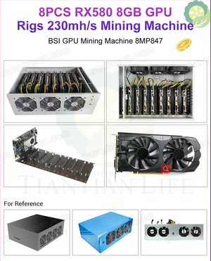 Profitable RX580 full set GPU mining rig cards 230mh/s 1000W Cryptocurrency Ethereum Miner 8 GPU Mining Rig Machine TIANTIAN LIFE Market Place