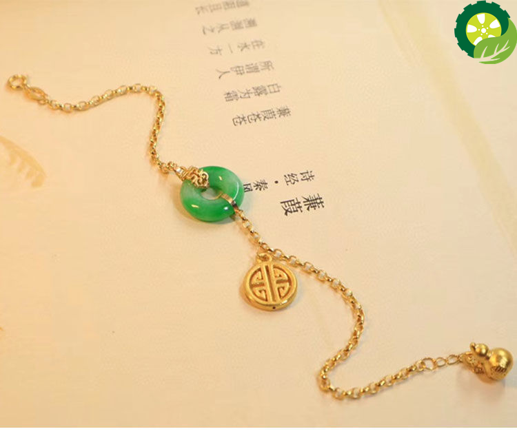 Natural Hetian jade FU LU Chinese style retro palace unique ancient gold craft Bracelet TIANTIAN LIFE Market Place