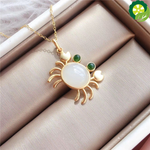 Natural Hetian jade Crab Chinese style retro fresh romantic Pendant Necklace TIANTIAN LIFE Market Place