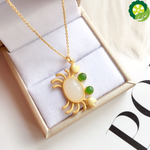 Natural Hetian jade Crab Chinese style retro fresh romantic Pendant Necklace TIANTIAN LIFE Market Place