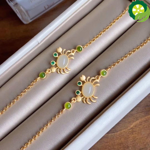 Natural Hetian jade small crab Bracelet  fresh and lovely fairy craft gold brand jewelry TIANTIAN LIFE Market Place