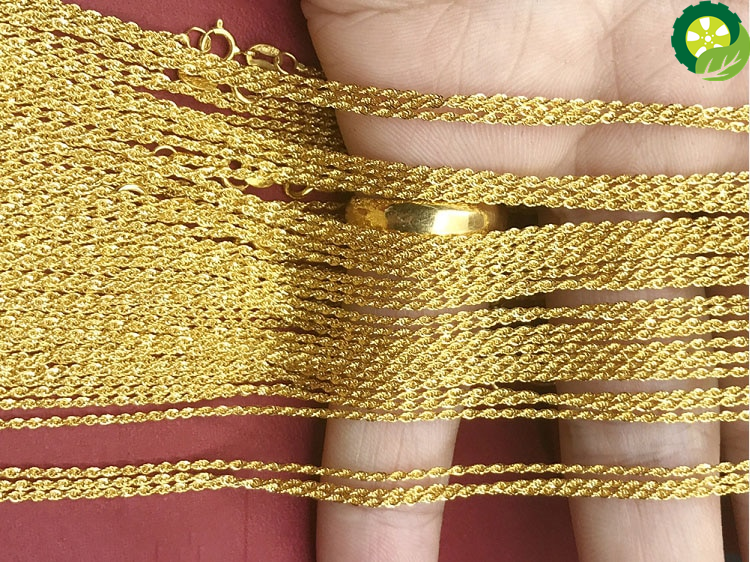 Genuine 18k Gold Twisted Chain Simple Temperament Style Rope Chain AU750 Real Gold Necklace Fine Jewelry TIANTIAN LIFE Market Place