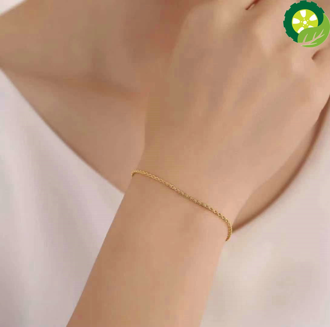 Real 18K Gold Twisted Chain Bracelet Female Au750 Adjustable Length Bracelet Hemp Rope Chain Style Gold Jewelry TIANTIAN LIFE Market Place