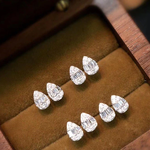 18K Solid White Gold (AU750) Women Stud Earrings Certified Real Natural Diamond Earring Fashion Water Drop Shape TIANTIAN LIFE Market Place