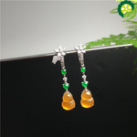 natural jade crystal gourd earrings elegant charm creative retro female silver jewelry TIANTIAN LIFE Market Place