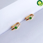 unique creative silver inlaid natural green jade egg round earrings charm ladies jewelry TIANTIAN LIFE Market Place