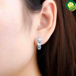 925 Silver Hoop,1.48ct Blue Topaz Gemstone Classical Elegant Fine Earrings TIANTIAN LIFE Market Place