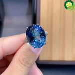 Natural London Blue Topaz Gemstone Sterling Silver Fine Trendy Ring TIANTIAN LIFE Market Place