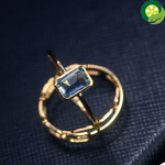 Rectangular aquamarine minimalist design adjustable exquisite ring TIANTIAN LIFE Market Place
