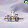 Rectangular aquamarine minimalist design adjustable exquisite ring TIANTIAN LIFE Market Place