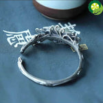 Vintage handmade butterfly silver inlaid Ruyi Hetian jade open retro bracelet TIANTIAN LIFE Market Place