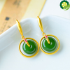 Autumn new style ancient gold craftsmanship inlaid Hetian jade earrings TIANTIAN LIFE Market Place