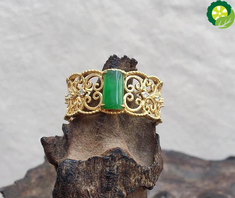 Natural Hetian jade geometric Chinese retro pattern high-end light luxury adjustable ring TIANTIAN LIFE Market Place