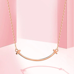 18k Gold Smile shape Pendant AU750 ROSE GOLD Necklace Clavicle Chain for Women TIANTIAN LIFE Market Place