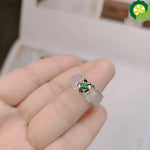 925 Sterling Silver Natural White Jade Classic Band Ring TIANTIAN LIFE Market Place