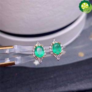925 sterling silver natural emerald emerald platinum gold plated lady earrings TIANTIAN LIFE Market Place