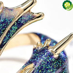 Starry Sky Small Blue Dragon Colorful Fresh And Unique Craftsmanship Silver Adjustable Ring TIANTIAN LIFE Market Place