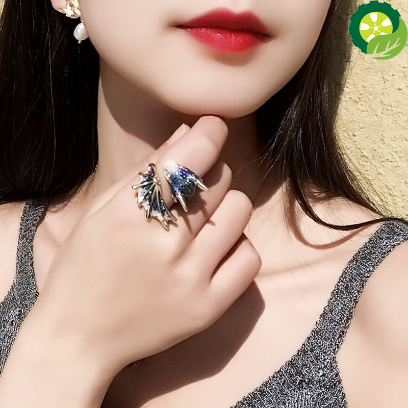 Starry Sky Small Blue Dragon Colorful Fresh And Unique Craftsmanship Silver Adjustable Ring TIANTIAN LIFE Market Place