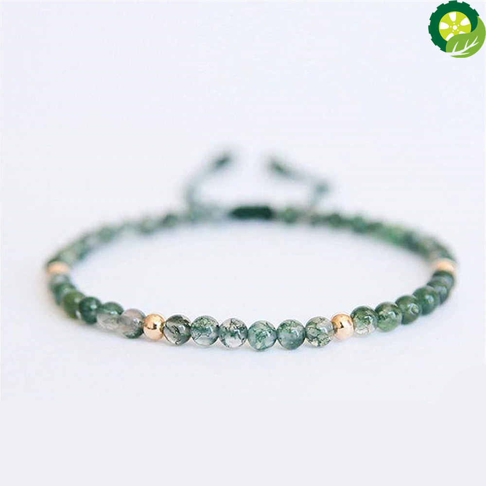 Small Natural Agate Stone Beaded Meditation Green Color Healing Balance Hand-woven Thin Bracelet TIANTIAN LIFE Market Place