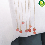 Plated 14K 18K Gold Natural Stone Quartz Red Peach Cherry Sweet Girl Pendant Necklace TIANTIAN LIFE Market Place