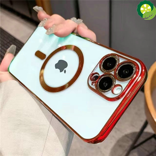 Luxury Plating Clear Magnetic For Magsafe Wireless Charging Case For iPhone 13 11 12 Pro Max X XR XS Silicone Transparent Cover TIANTIAN LIFE Market Place