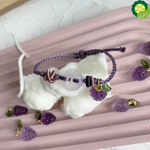 Natural Amethyst Grape Pendant & White Chalcedony Lucky Knot Hand-woven Rope Healing Charm Bracelet TIANTIAN LIFE Market Place