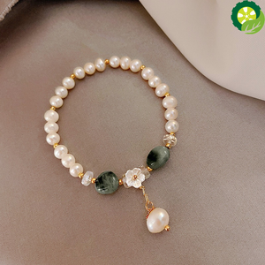 Natural Freshwater Pearl with Natural Stone Beaded and Baroque Pearl Flower Bracelet TIANTIAN LIFE Market Place