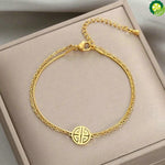 Vintage Unisex Yellow Gold Color Double Chain Fortunate never Not Fade Bracelet TIANTIAN LIFE Market Place