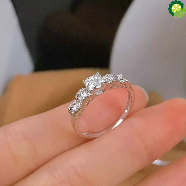 18K White Gold Real Natural Diamond Rings Fine Jewelry Customize For Lady TIANTIAN LIFE Market Place