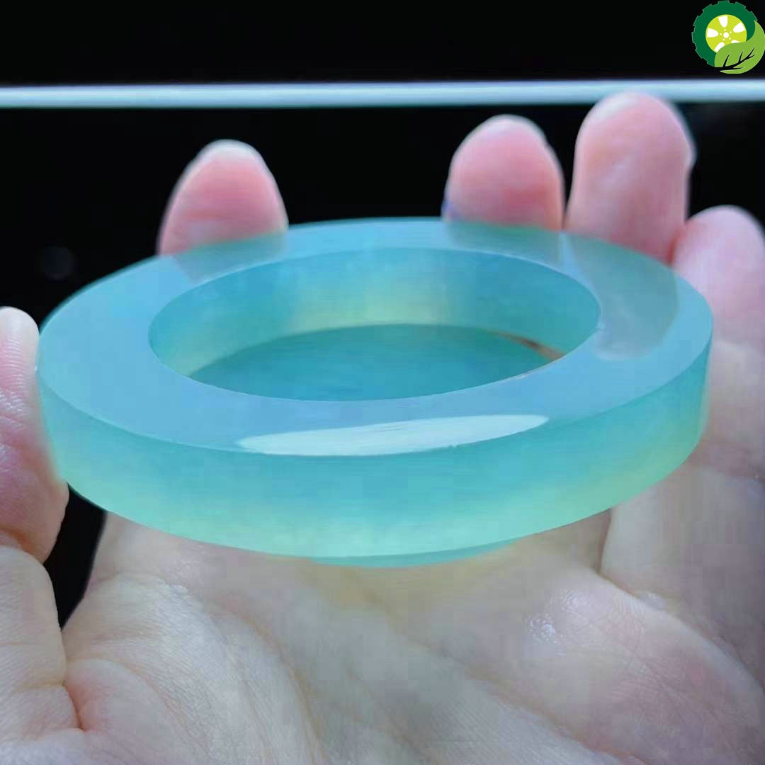 Jadeite bracelet a natural ice full color sun green floating flower violet semi-bright wool raw stone jade high-end customization TIANTIAN LIFE Market Place
