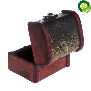 Jewelry Storage Box Display Retro Floral Wood Rings Case Lock Necklace Container TIANTIAN LIFE Market Place