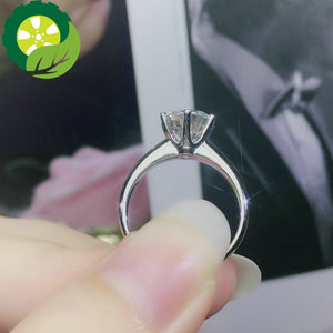 Classic 925 Sterling Silver Moissanite Ring Simple style 1carat IJ color jewelry Anniversary Ring TIANTIAN LIFE