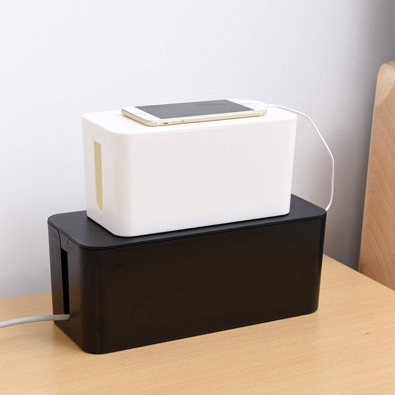 Cable Storage Box Power Socket Black White Cable Tidy Storage Box Power Switch Easy  for Home Safety TIANTIAN LIFE
