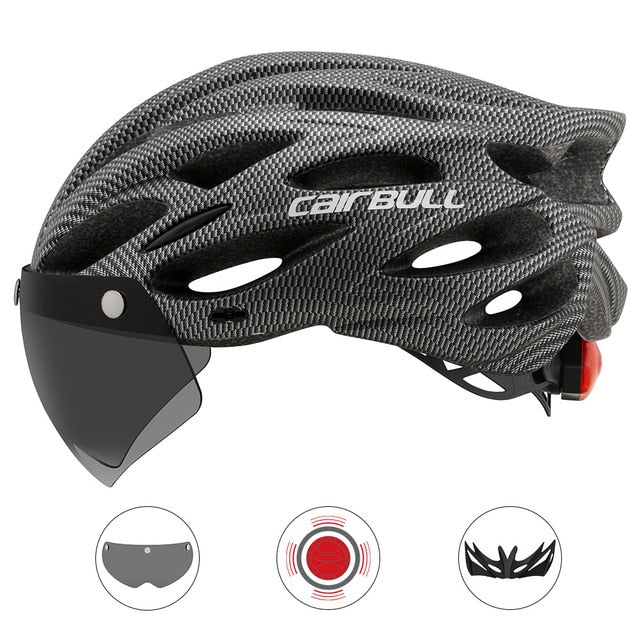 Cairbull Ultralight Cycling Helmet With Removable Visor Goggles Bike Taillight Intergrally-molded Mountain Road MTB Helmets 230g TIANTIAN LIFE Market Place
