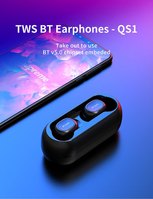 QCY qs1 TWS 5.0 Bluetooth headphones 3D stereo wireless earphones with dual microphone TIANTIAN LIFE