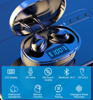 Wireless Earphones TWS Bluetooth 5.0 Mini Earbuds Stereo Bass LED Power Display Noise Cancelling Sports Waterproof Earbud In Ear TIANTIAN LIFE