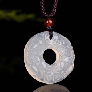 chalcedony white green pendant necklace handcarved brave troops jade pendants necklaces Unisex jewelry TIANTIAN LIFE